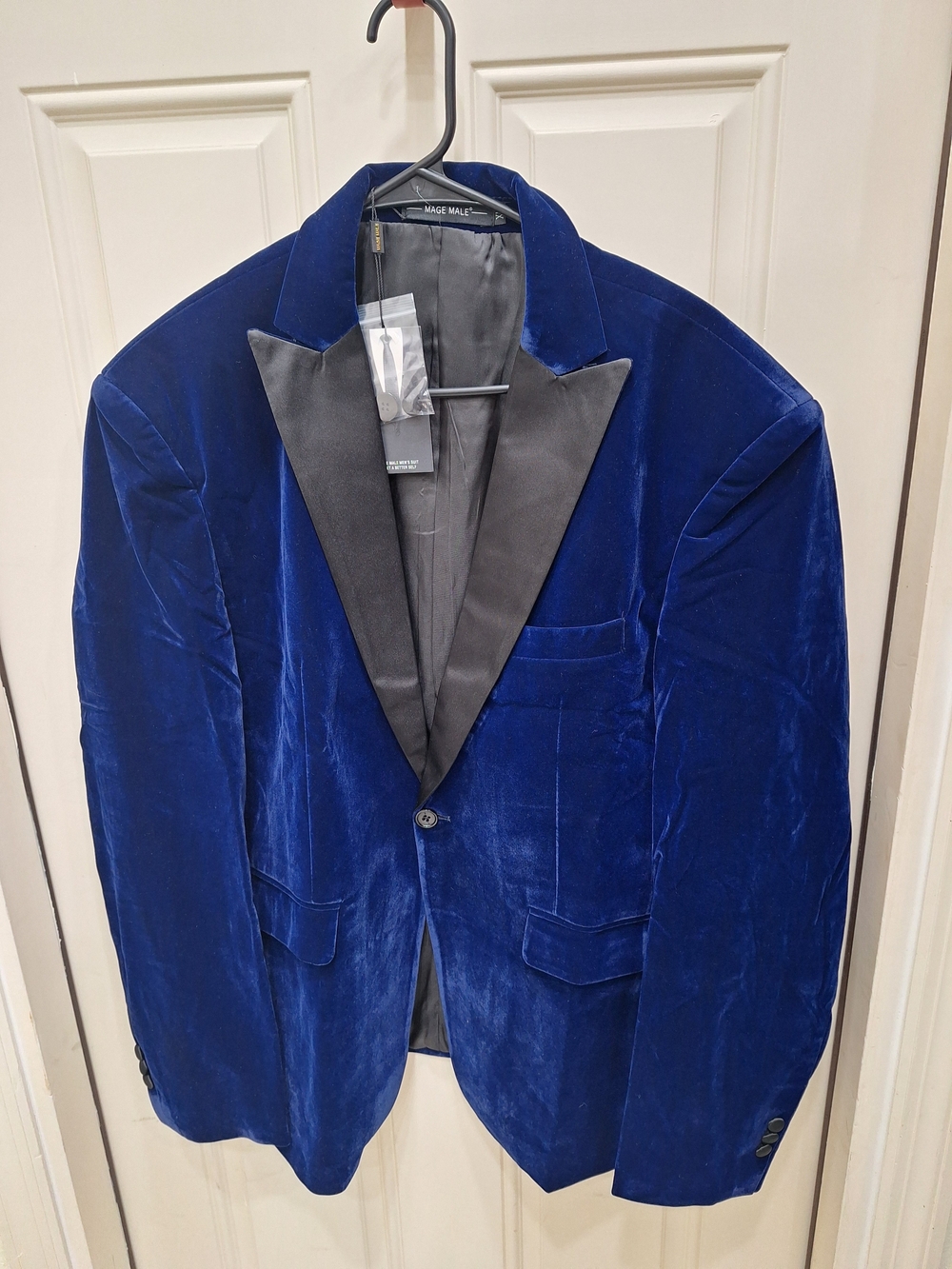 Velvet Tuxedo Blazer in Royal Blue - Single Button